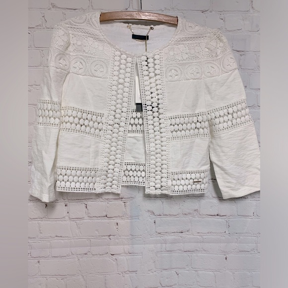 francomina Jackets & Blazers - NEW Francomina White Lace Crop Jacket Size XS